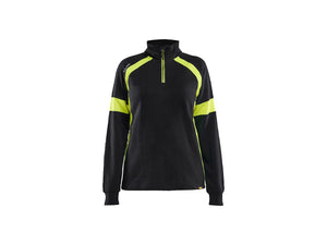 Blaklader Women's Sweatshirt with Hi-vis - Black/Hi-vis yellow