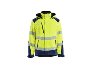 Hi-vis Lightweight lined Winter Softshell Jacket - Hi-vis yellow/navy blue - 4XL