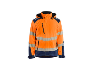 Hi-vis Lightweight lined Winter Softshell Jacket - Orange/Navy blue - 4XL