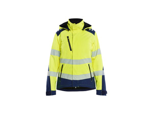 Women's Hi-vis Lightweight lined Winter Softshell Jacket - Hi-vis yellow/navy blue - L
