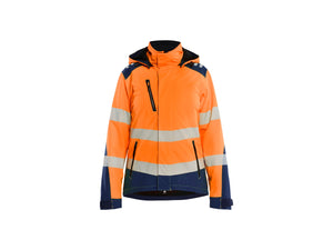Women's Hi-vis Lightweight lined Winter Softshell Jacket - Orange/Navy blue - L