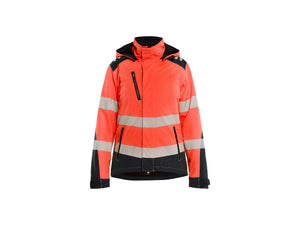 Women's Hi-vis Lightweight lined Winter Softshell Jacket - Red hi-vis/black - L