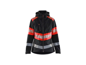 Women’s Hi-Vis Softshell Jacket - Black/Red hi-vis - L