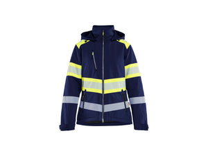 Women’s Hi-Vis Lightweight Lined Winter Softshell Jacket - Navy blue/Hi-vis yellow - L