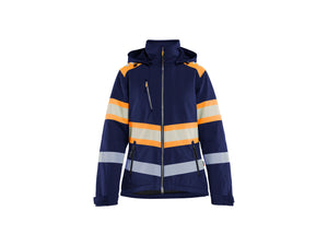 Women’s Hi-Vis Lightweight Lined Winter Softshell Jacket - Navy blue/Orange - L