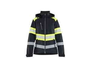 Women’s Hi-Vis Lightweight Lined Winter Softshell Jacket - Black/Hi-vis yellow - L