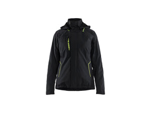 Women's Lightweight lined Winter Jacket Stretch - Black/Hi-vis yellow - L