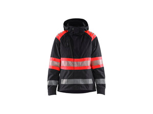 Women’s Hi-Vis Shell Jacket - Black/Red hi-vis - L