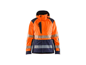 Women’s Hi-Vis Shell Jacket - Orange/Navy blue - L