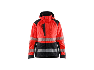 Women’s Hi-Vis Shell Jacket - Red hi-vis/black - L