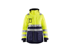 Women's Hi-vis Winter Parka - Hi-vis yellow/navy blue - L