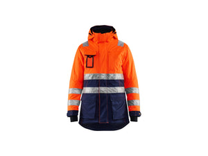 Women's Hi-vis Winter Parka - Orange/Navy blue - L
