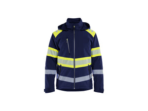 Hi-Vis Lightweight Lined Winter Softshell Jacket - Navy blue/Hi-vis yellow - 4XL