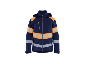Hi-Vis Lightweight Lined Winter Softshell Jacket - Navy blue/Orange - 4XL
