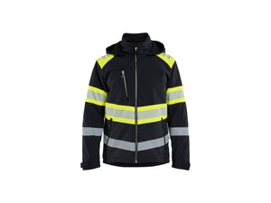 Hi-Vis Lightweight Lined Winter Softshell Jacket - Black/Hi-vis yellow - 4XL