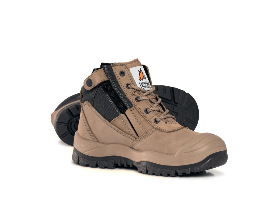 Mongrel 461 Side Zip Safety Boots W/Scuff Cap - STONE