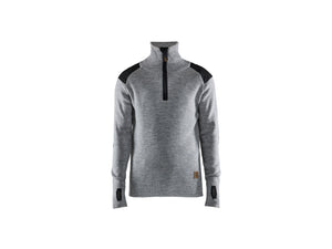 Wool Sweater - Grey melange/Dark grey - 4XL