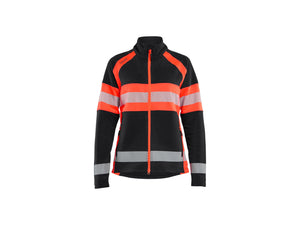 Women’s Microfleece Jacket - Black/Red hi-vis - L