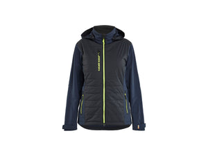 Women's Hybrid Jacket - Dark navy blue/Hi-vis yellow - L