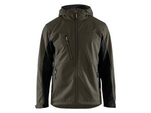 Softshell jacket with hood - Dark olive green/Black - 4XL