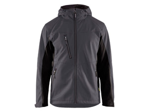 Softshell jacket with hood - Mid grey/Black - 4XL