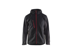 Softshell jacket with hood - Black/Red - 4XL