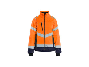 Women's Hi-Vis Shell Jacket - Orange/Navy blue - L