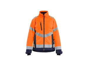 Women’s Lightweight Lined Winter Jacket Hi-Vis - Orange/Navy blue - L