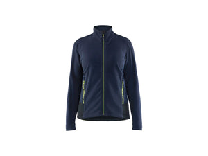 Women's Microfleece Jacket - Dark navy blue/Hi-vis yellow - L