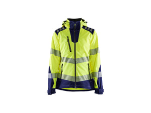 Women's Hi-Vis Softshell jacket - Hi-vis yellow/navy blue - L