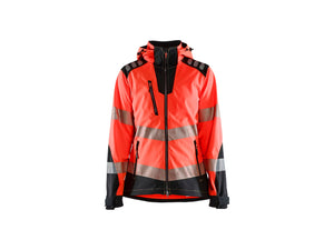 Women's Hi-Vis Softshell jacket - Red hi-vis/black - L