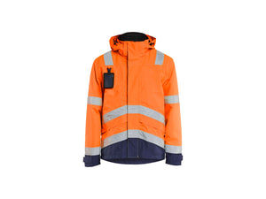 Hi-Vis Waterproof Jacket - Orange/Navy blue - 4XL