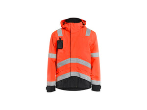 Hi-Vis Waterproof Jacket - Red hi-vis/black - 4XL