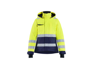 Women's Hi-Vis Winter Jacket - Hi-vis yellow/navy blue - L