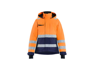 Women's Hi-Vis Winter Jacket - Orange/Navy blue - L