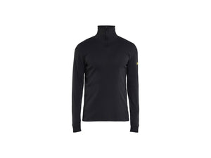 Flame resistant basic zip neck - Black - 4XL