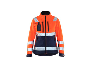 Women's Hi-Vis Softshell jacket - Orange/Navy blue - L