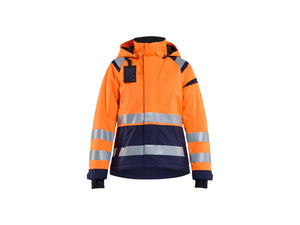 Women's Hi-Vis Shell Jacket - Orange/Navy blue - L