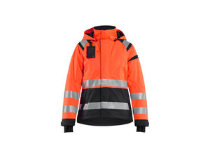 Women's Hi-Vis Shell Jacket - Red hi-vis/black - L