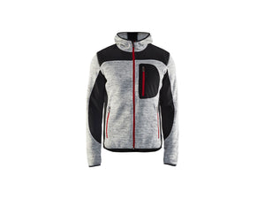Knitted jacket - Grey melange/Black - 4XL