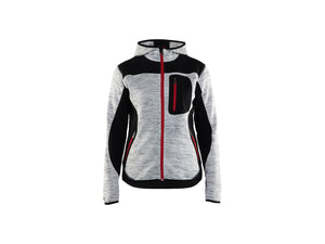 Women's knitted jacket - Grey melange/Black - L