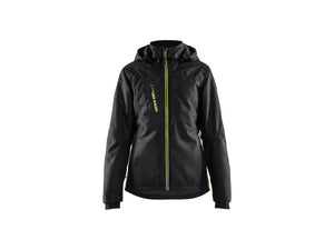 Women's Lightweight lined Winter Jacket - Black/Hi-vis yellow - L