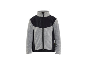 Children’s Knitted Jacket with Softshell - Grey melange/Black - 110116