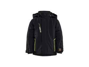 Children’s Lightweight Lined Winter Jacket Stretch - Black/Hi-vis yellow - 110116
