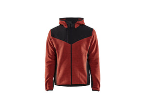 Knitted Jacket with Softshell - Burned Red/Black - 4XL
