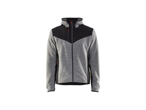 Knitted Jacket with Softshell - Grey melange/Black - 4XL
