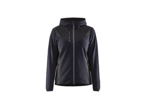 Women's knitted jacket with softshell and hood - Dark navy/Black - L