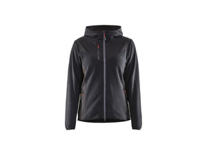 Women's knitted jacket with softshell and hood - Dark grey/Black - L