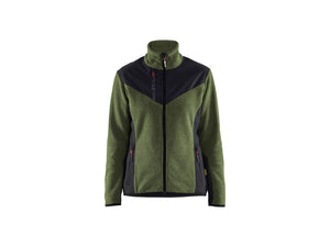 Women's Knitted Jacket with Softshell - Autumn green/Black - L