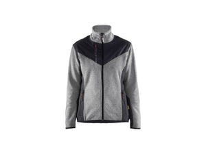 Women's Knitted Jacket with Softshell - Grey melange/Black - L